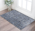 2' X 3' Blue Ivory and Tan Abstract Power Loom Area Rug