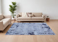 7' X 10' Light Blue and Black Abstract Power Loom Area Rug