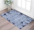 2' X 3' Light Blue and Black Abstract Power Loom Area Rug