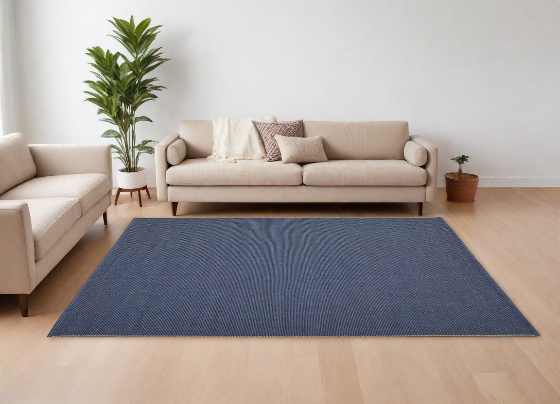 9' X 12' Blue Hand Woven Area Rug