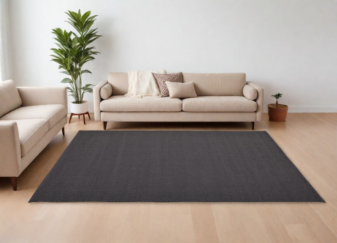 8' X 10' Tan and Gray Hand Woven Area Rug