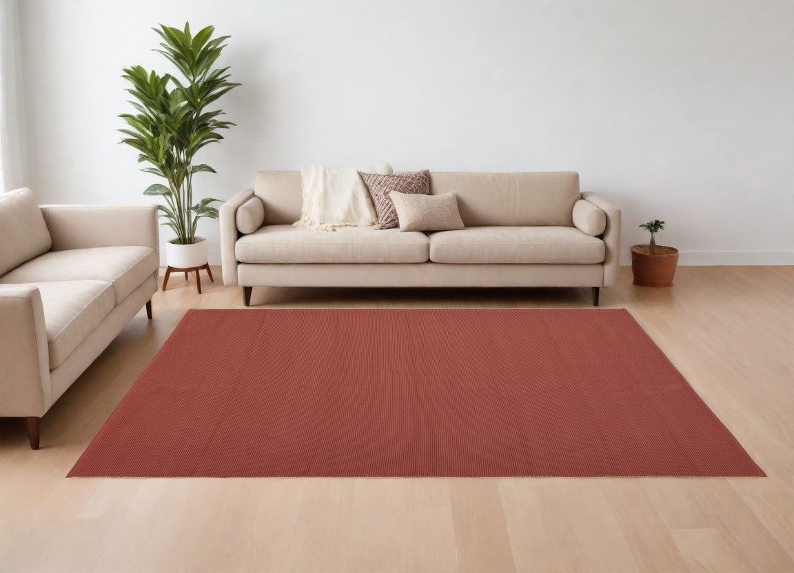 10' X 14' Red and Tan Hand Woven Area Rug