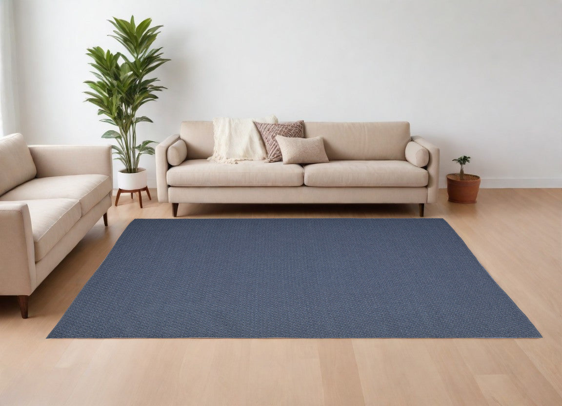 10' X 14' Blue Hand Woven Area Rug