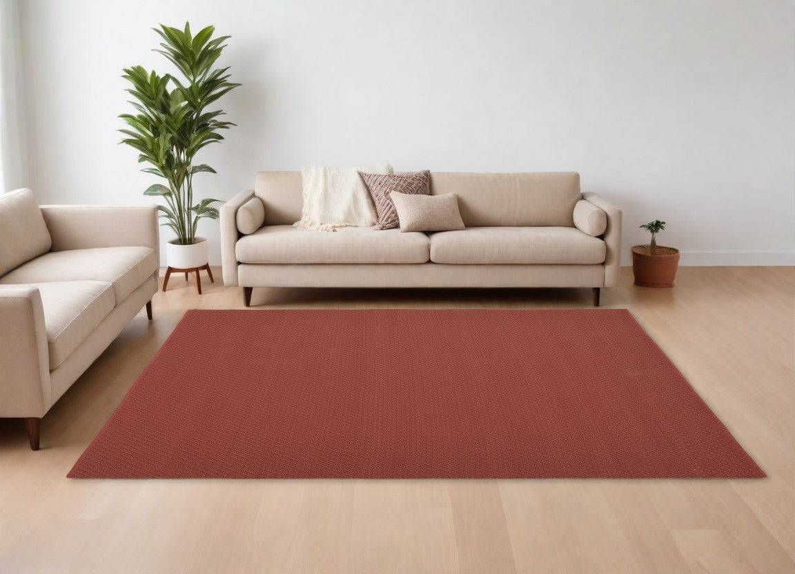8' X 10' Red Hand Woven Area Rug