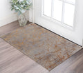2' X 3' Gold Brown and Gray Abstract Power Loom Area Rug