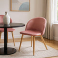 Pink and Oak Velvet and Metal Dining Side Chair