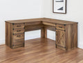 64 Oak Wood L Shape Executive Desk With Four Drawers