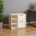 30 Antiqued White Distressed Wood Two Drawers Filing Cabinet