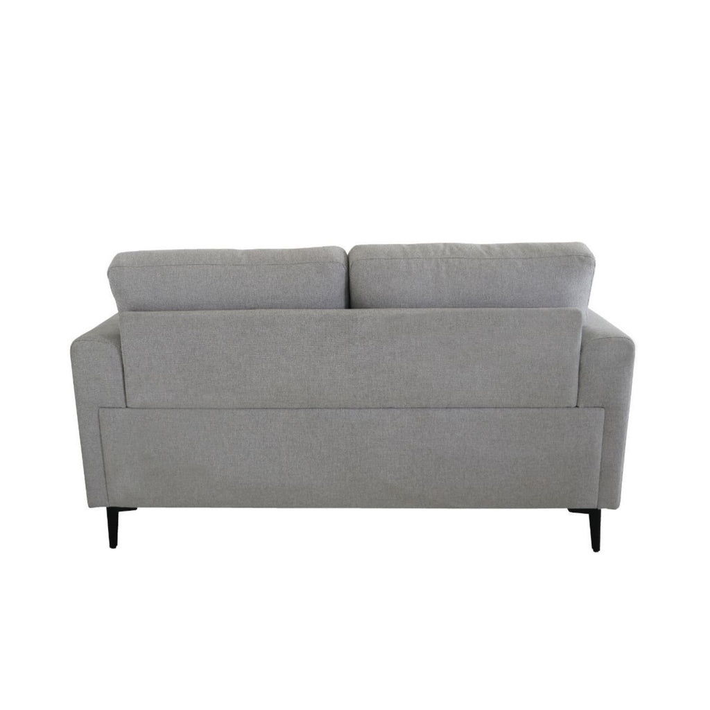 Acme Kyrene Linen Fabric Upholstered Loveseat with Track Armrest in Light Gray