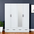 74 White Mirrored Four Door Four Drawer Combo Dresser