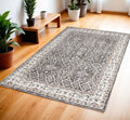 4' X 6' Gray Floral Power Loom Area Rug