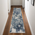 8' Blue Abstract Power Loom Runner Rug