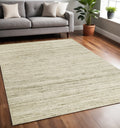 5 X 8 Ivory And Brown Wool Striped Hand Woven Area Rug
