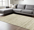 12 X 15 Ivory And Brown Wool Striped Hand Woven Area Rug
