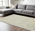 8 X 10 Ivory Gray And Rust Wool Southwestern Hand Hooked Area Rug
