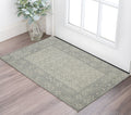2 X 3 Gray And Ivory Wool Southwestern Hand Hooked Area Rug