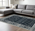 8 X 10 Charcoal And Ivory Wool Southwestern Hand Hooked Area Rug