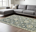 9 X 13 Gray Ivory And Beige Wool Floral Medallion Hand Hooked Area Rug
