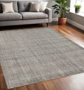 5 X 8 Gray And Light Brown Wool Abstract Hand Woven Area Rug
