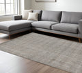 8 X 10 Gray And Light Brown Wool Abstract Hand Woven Area Rug