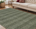 5 X 8 Green Gray And Ivory Wool Plaid Hand Woven Area Rug