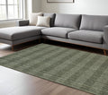 10 X 14 Green Gray And Ivory Wool Plaid Hand Woven Area Rug