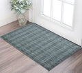 2 X 3 Blue And Ivory Wool Plaid Hand Woven Area Rug
