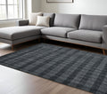 10 X 14 Charcoal And Gray Wool Plaid Hand Woven Area Rug