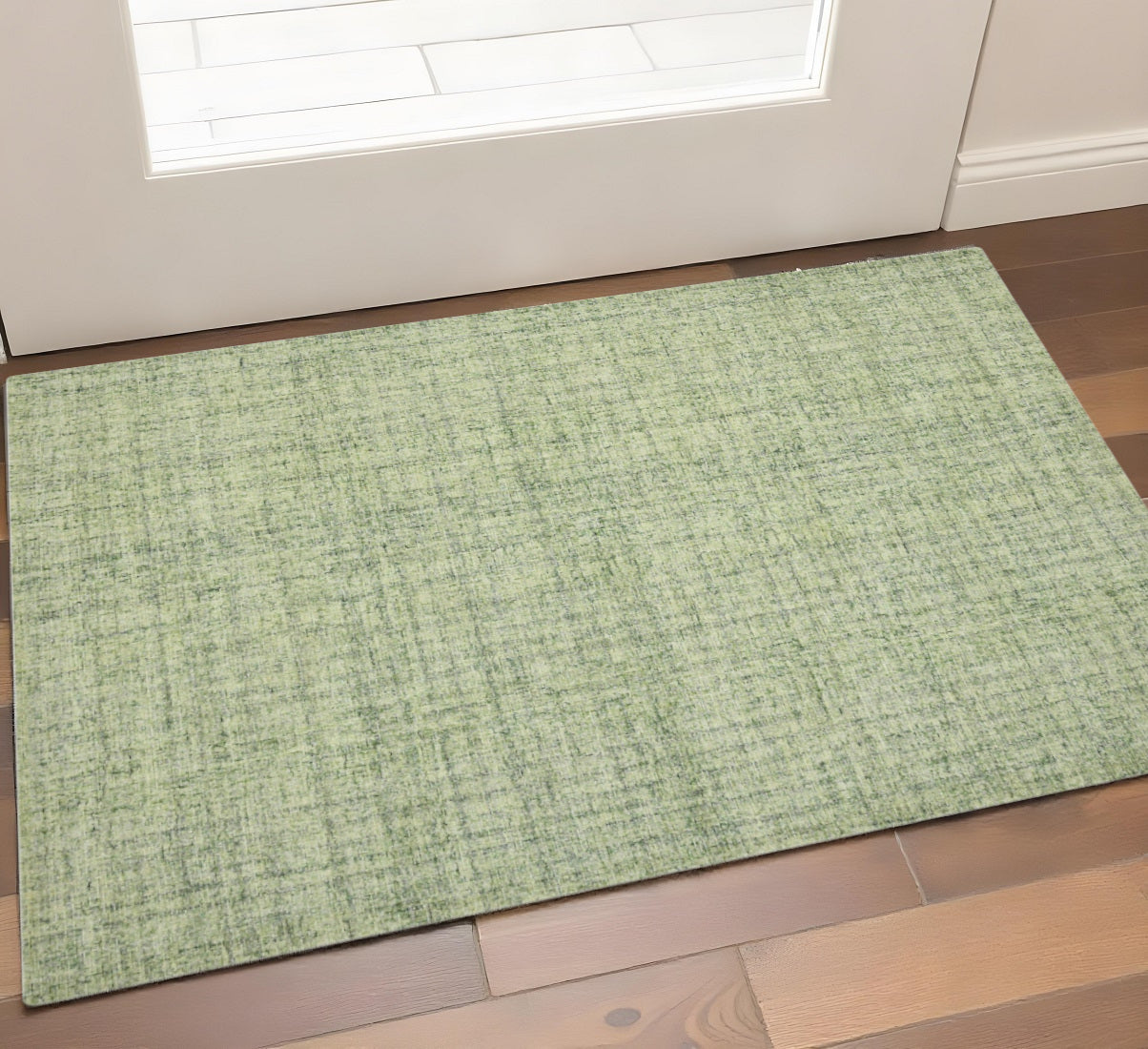2 X 3 Green And Light Green Wool Striped Hand Tufted Area Rug