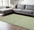 8 X 10 Green And Light Green Wool Striped Hand Tufted Area Rug