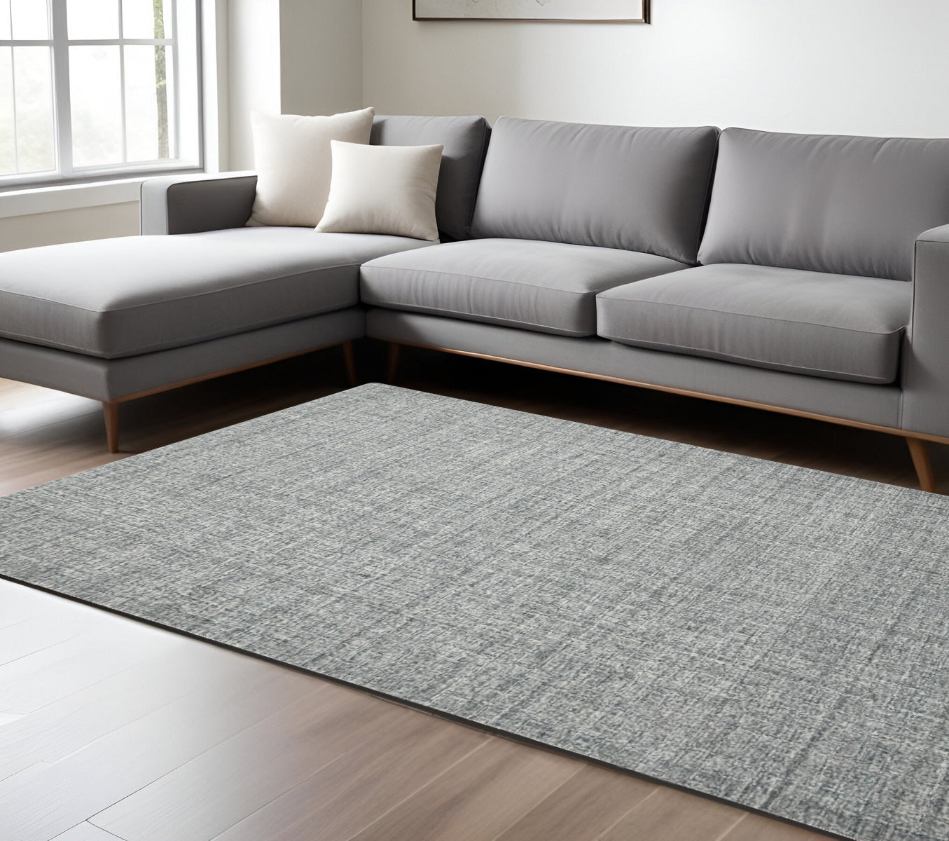 9 X 12 Gray And Ivory Wool Abstract Hand Tufted Area Rug