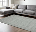9 X 12 Gray Blue And Ivory Wool Plaid Hand Tufted Area Rug