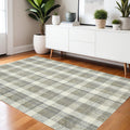 4 X 6 Gray And Ivory Wool Plaid Hand Tufted Area Rug