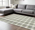 8 X 10 Gray And Ivory Wool Plaid Hand Tufted Area Rug