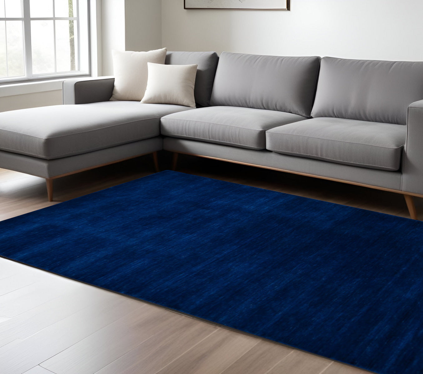 10 X 14 Navy Blue Wool Hand Woven Area Rug