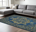 8 X 11 Teal And Gray Wool Medallion Hand Tufted Area Rug