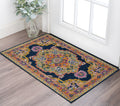 2 X 3 Blue Purple And Brown Wool Medallion Hand Tufted Area Rug