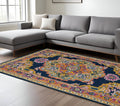 8 X 10 Blue Purple And Brown Wool Medallion Hand Tufted Area Rug