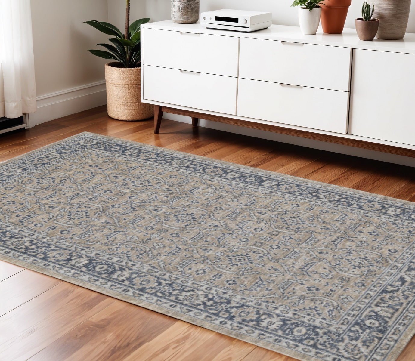 4 X 6 Gold Charcoal And Ivory Wool Medallion Hand Woven Area Rug