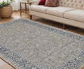 5 X 8 Gold Charcoal And Ivory Wool Medallion Hand Woven Area Rug