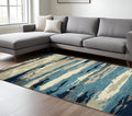 8 X 10 Blue Gray And Ivory Wool Abstract Hand Tufted Area Rug