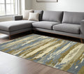 8 X 10 Light Blue Ivory And Brown Wool Abstract Hand Tufted Area Rug