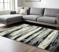 8 X 10 Dark Gray Black And Ivory Wool Abstract Hand Tufted Area Rug