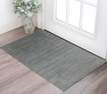 3 X 5 Silver And Blue Wool Striped Hand Woven Area Rug