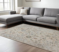 10 X 14 Ivory Blue And Gray Floral Medallion Area Rug