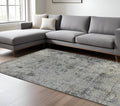 9 X 12 Gray And Black Floral Medallion Area Rug