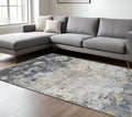 9 X 12 Beige Dark Blue And Gray Abstract Area Rug