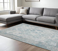 9 X 12 Gray Blue And Ivory Medallion Area Rug