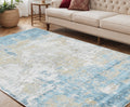 5 X 8 Gold Sky Blue And Ivory Abstract Area Rug