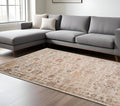 8 X 10 Ivory And Brown Floral Medallion Area Rug With Fringe